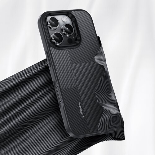Benks Montage Magnetic Armor Pro Kevlar metalni okvir 600D Case za iPhone 16 Pro Max crna Slike