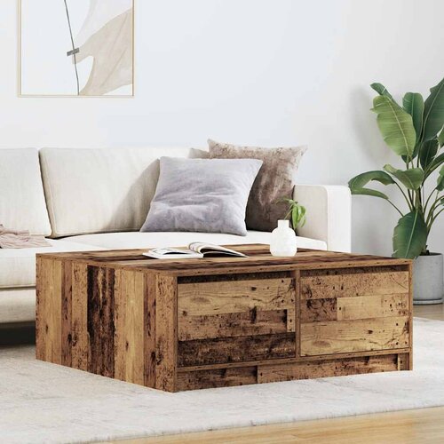 VidaXL stol za kavu s ladicama staro drvo 100x100x40 cm Slike