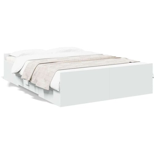  Okvir kreveta s ladicama bijeli 135 x 190 cm konstruirano drvo Slike