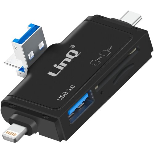 LINQ Čitalnik SD, micro SD, USB 3.0 in USB, USB-C, Lightning, micro-USB izhod, Črna, (5000185086) Cene