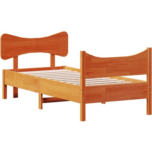 vidaXL Posteljni okvir z vzglavjem voščeno rjava 75x190 cm borovina, (21081586) Cene