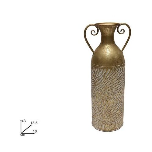  VAZA 43 x 13,5 CM ZLATNO/BIJELA METALNA Slike