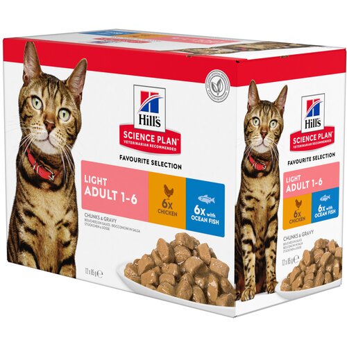 HILL'S SCIENCE Plan Adult Light pi&scaron;čanec - Dodatno: 12 x 85 g Hill's Adult Light mokra hrana pi&scaron;čanec & morska riba Cijene