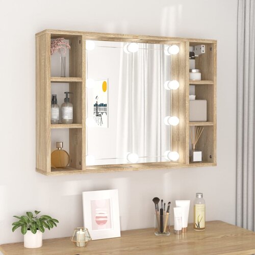 vidaXL ormarić s ogledalom led boja hrasta sonome 76 x 15 x 55 cm Cijene