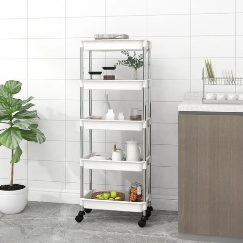 vidaXL Kuhinjska kolica s 5 razina bijela 42x29x128 cm željezo i ABS Cijene