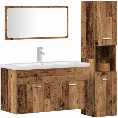  3-dijelni set kupaonskog namje&amp;scaron;taja od starog drveta Smeđa 90 x 38.5 x 46 cm Slike