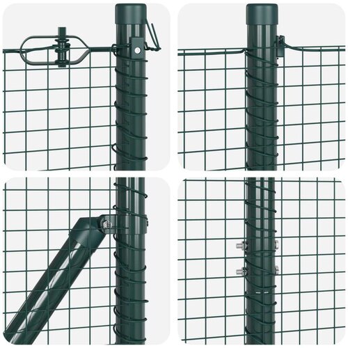 VidaXL zavarena žičana ograda s 13 stubova Zelena 1x50 m Čelik Slike