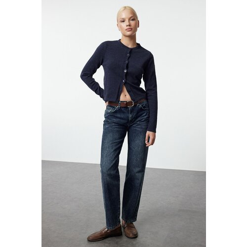 Trendyol Midnight Blue Normal Waist Straight Jeans Slike