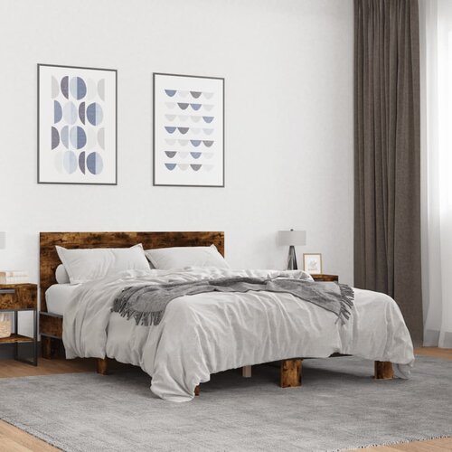 Furnova Posteljni okvir dimljeni hrast 140x200 cm inž. les in kovina, (21933802) Slike