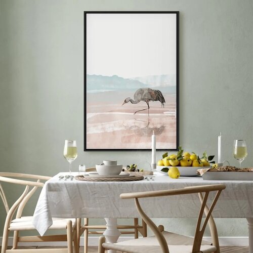  Slika - Crane in the Morning (1 Part) Vertical 80x120 U crnom drvenom okviru Slike