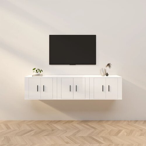 vidaXL Stenska TV omarica 3 kosi visok sijaj bela 57x34,5x40 cm Cene