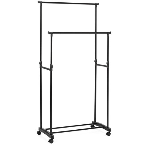 YES EVERYDAY Črno kovinsko stojalo za oblačila na kolesih 80x160x42 cm Roald &amp;ndash; Slike