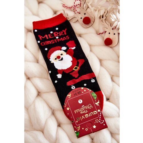 Kesi Children's Socks "Merry Christmas" Santa Black and Red Cene