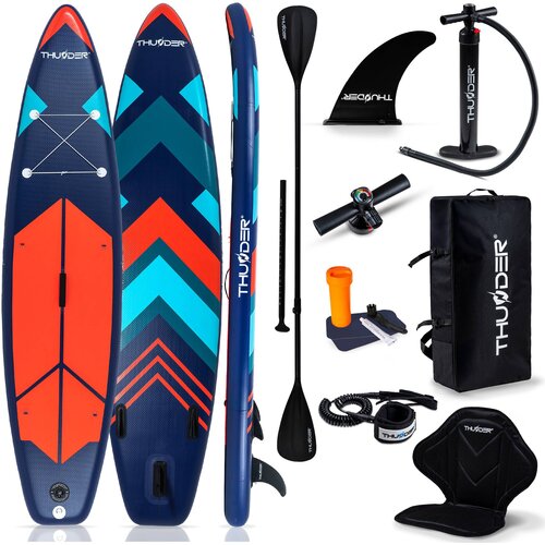 THUNDER Napihljiva SUP deska 320 &times; 75 &times; 15 cm &ndash; set z veslom, sedežem, torbo in pumpko &reg; STRIPES, (5000090914) Cene