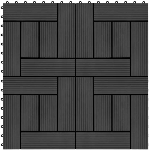  Pločice za trijem 22 kom 30 x 30 cm 2 m² WPC crne
