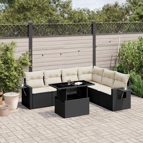 vidaXL 7-dijelni set vrtnih sofa od poliratana s jastucima crni Cijene