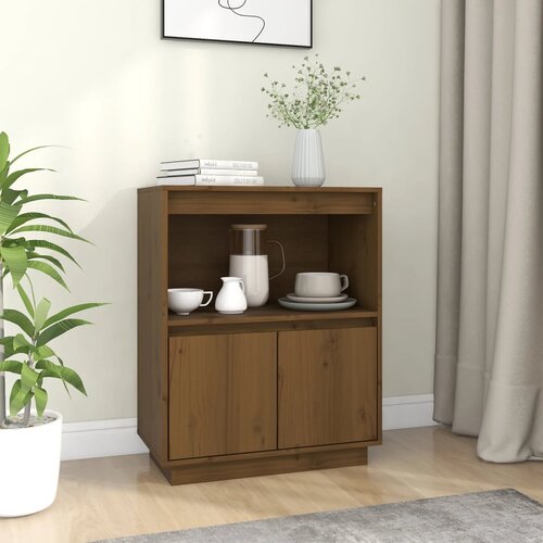 The Living Store Komoda medeno rjava 60x34x75 cm trdna borovina - Komoda, (21661825) Slike