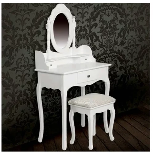  Toaletna mizica z ogledalom in stolčkom bele barve
