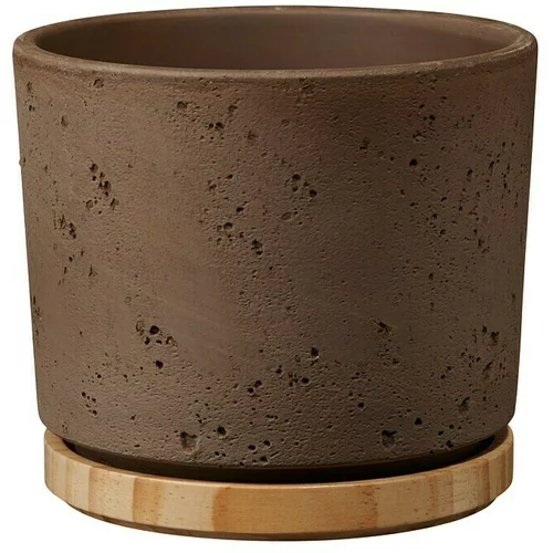 Soendgen Keramik Okrugla tegla za biljke (Vanjska dimenzija (ø x V): 14 x 13 cm, Pijesak sive boje, Drvo)