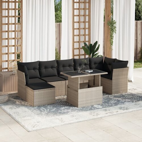 VidaXL 8-dijelni set vrtnih sofa od poliratana s jastucima svjetlosivi Slike