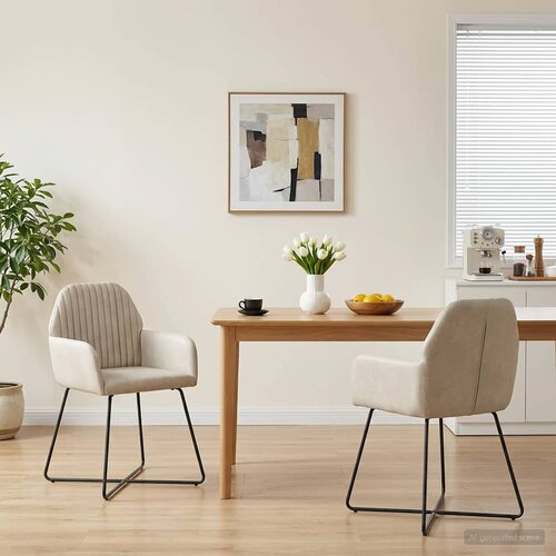  Trpezarijske stolice 2 pcs Bar&amp;scaron;un Krem 55 x 50 x 84 cm Slike