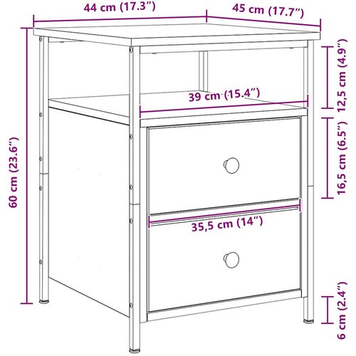  Noćni ormar s ladicama 2 pcs Crni hrast 34 x 35,5 x 50 cm Slike