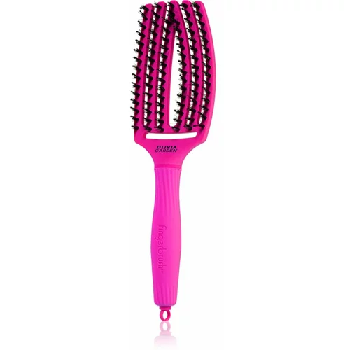 Olivia Garden Fingerbrush ThinkPink ravna četka s najlonskim i svinjskim čekinjama Neon Violet 1 kom