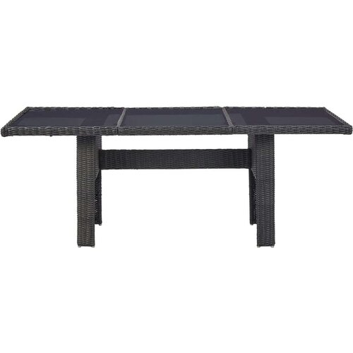 VidaXL Vrtni blagovaonski stol crni 200x100x74 cm staklo i poliratan Slike
