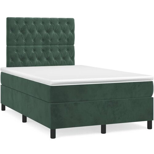  The Living Store Box spring postelja z vzmetnico temno zelen 120x190 cm žamet - Box Spring Postelja, (21492737) Cene