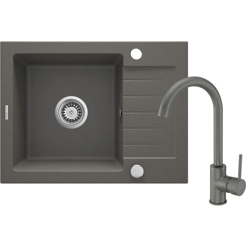 Deante zqz T11A sudopera, 1 korito, 15cm, granitna + ben T62M slavina, 355mm, antracit Cene