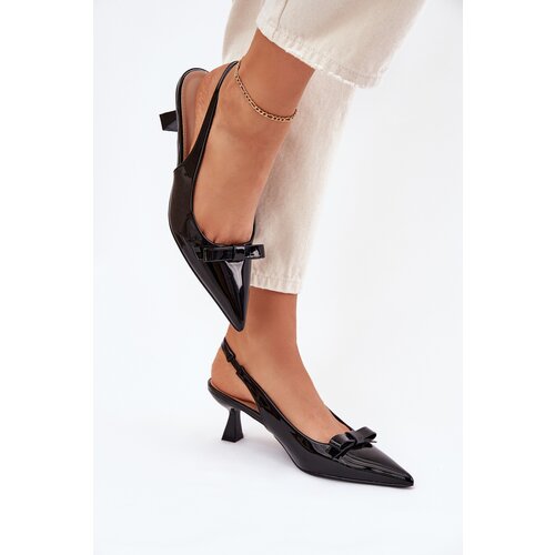 Boto Patented High Heels With Bow Black Naylna Cene