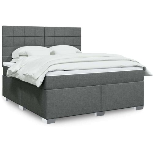 VidaXL Okvir kreveta s oprugama i madrac svjetlosivi 180x200cm tkanina Slike