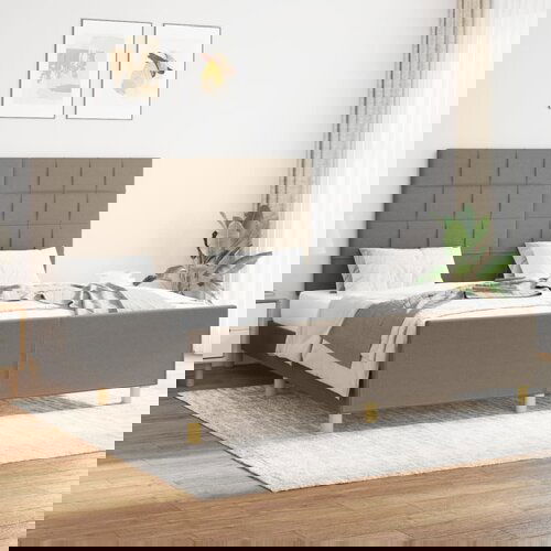 VidaXL Okvir za krevet s uzglavljem smeđesivi 160 x 200 cm od tkanine Slike