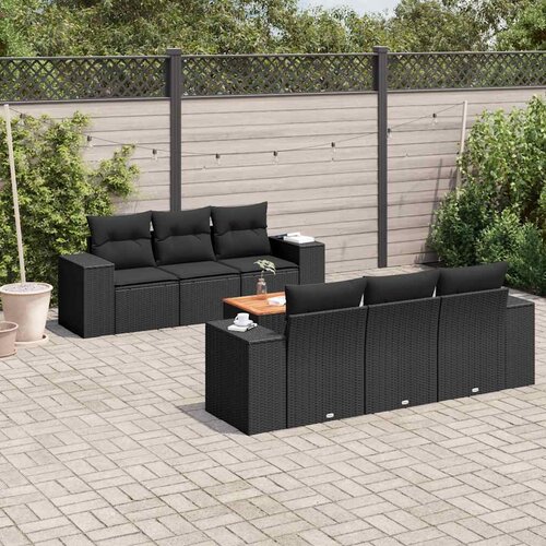  7-dijelni set vrtnih sofa od poliratana s jastucima crni Cijene