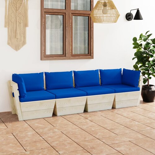 The Living Store Vrtni kavč &amp;scaron;tirised iz palet z blazinami smrekovina - Kavč Iz Palet, (21467452) Slike