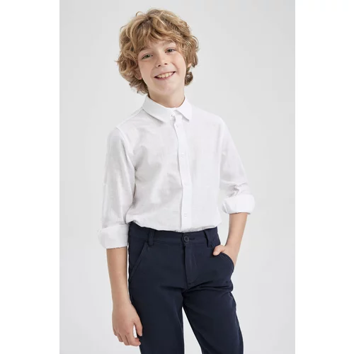 Defacto Boy Regular Fit Polo Neck Poplin Long Sleeve Shirt
