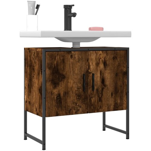  The Living Store Omarica za umivalnik dimljeni hrast 60x33x60 cm inženirski les - Kopalniška Omarica Za Umivalnik, (21486680) Cene