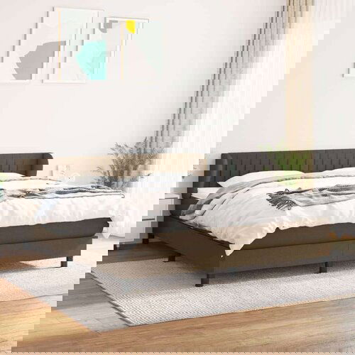  Box spring postelja z vzmetnico temno rjava 160x200 cm blago, (20901015) Slike