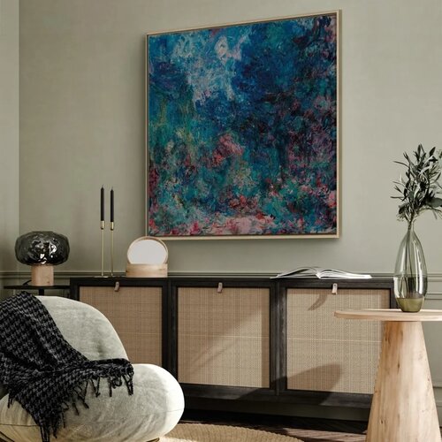  Slika - Claude Monet &amp;ndash; La maison de l\&amp;#039;artiste vue du jardin aux roses 80x80 U prirodnom drvenom okviru Slike