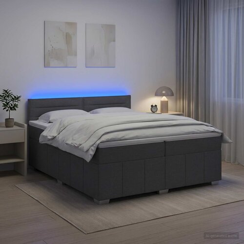  Boxspring krevet s madracem Tamnosiva 200 x 200 cm Tkanina Cene