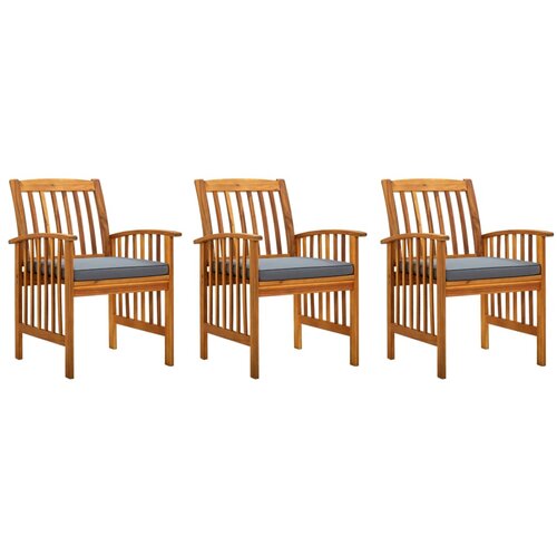 The Living Store Vrtni jedilni stoli 3 kosi z blazinami trden akacijev les - Vrtni Jedilni Stol, (21480665) Cene