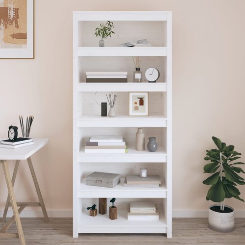 The Living Store knjižna omara bela 80x35x183 cm trdna borovina - knjižna omara, (21431756) Cene