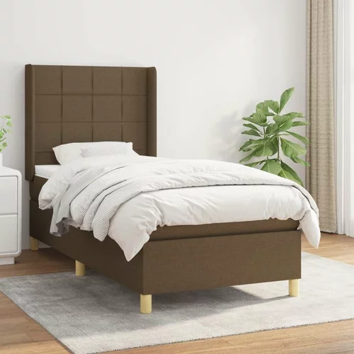  Box spring postelja z vzmetnico temno rjava 80x200 cm blago, (20900415)
