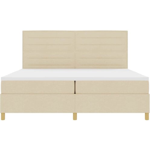  LED Box Spring Krevet s madracem Krema 200 x 200 cm tkanina Slike
