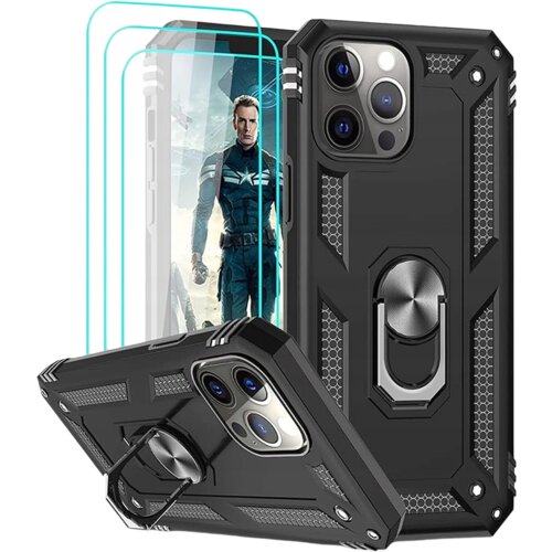 NIKCORP Ovitak za iPhone 13 Pro Max, oklepna za&scaron;čita, magnetno držalo in stojalo, črn + 3x kaljeno za&scaron;čitno steklo za zaslon, (5000139145) Cene