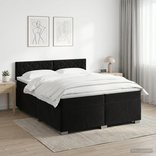  Boxspring krevet s madracem Crna 200 x 200 cm Baršun Cene