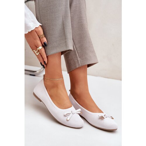 PM1 Mesh Ballet Flats With Bow Light Beige Bianila Cene