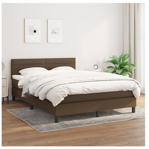 Box spring postelja z vzmetnico temno rjava 140x200 cm blago Cene