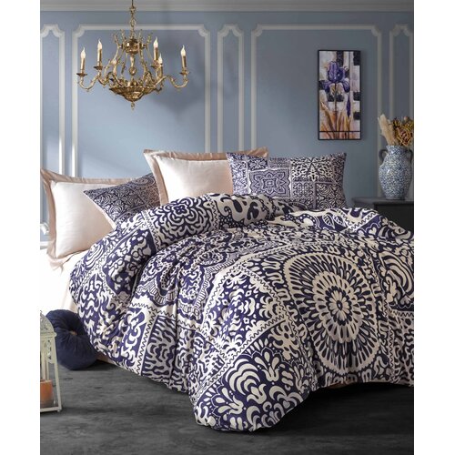 Aberto Design set posteljine 484, 200x220 cm, tamnoplava-krem Cene