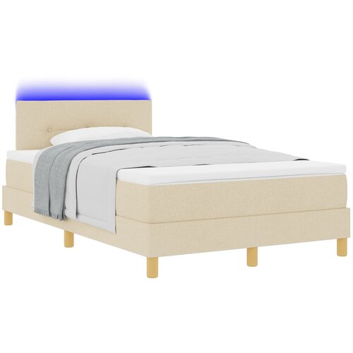 VidaXL postelja s &amp;scaron;katlasto vzmetjo z vzmetnico in krem LED 120x190 cm tkanina, (22082853) Slike
